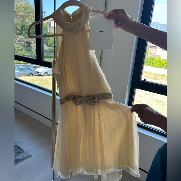 Celine Dresses & Skirts - Celine Celine Paris Robe cocktail draper Gown with Embellished Bow